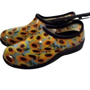 GroundWork Waterproof Garden Clogs Womens Size 10 M Sunflowers Rubber Shoes